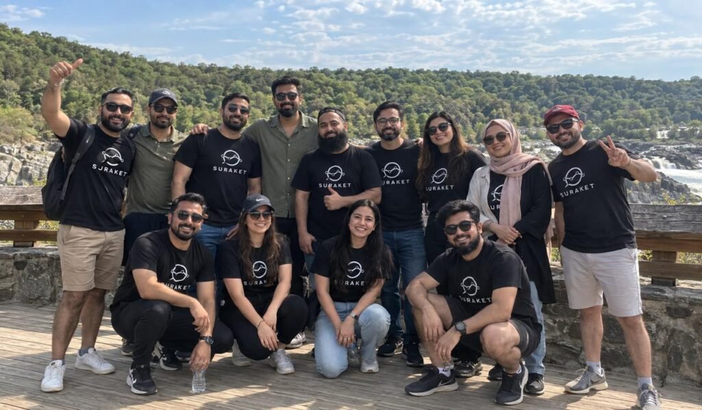 Suraket team on an outing in matching Suraket T-shirts